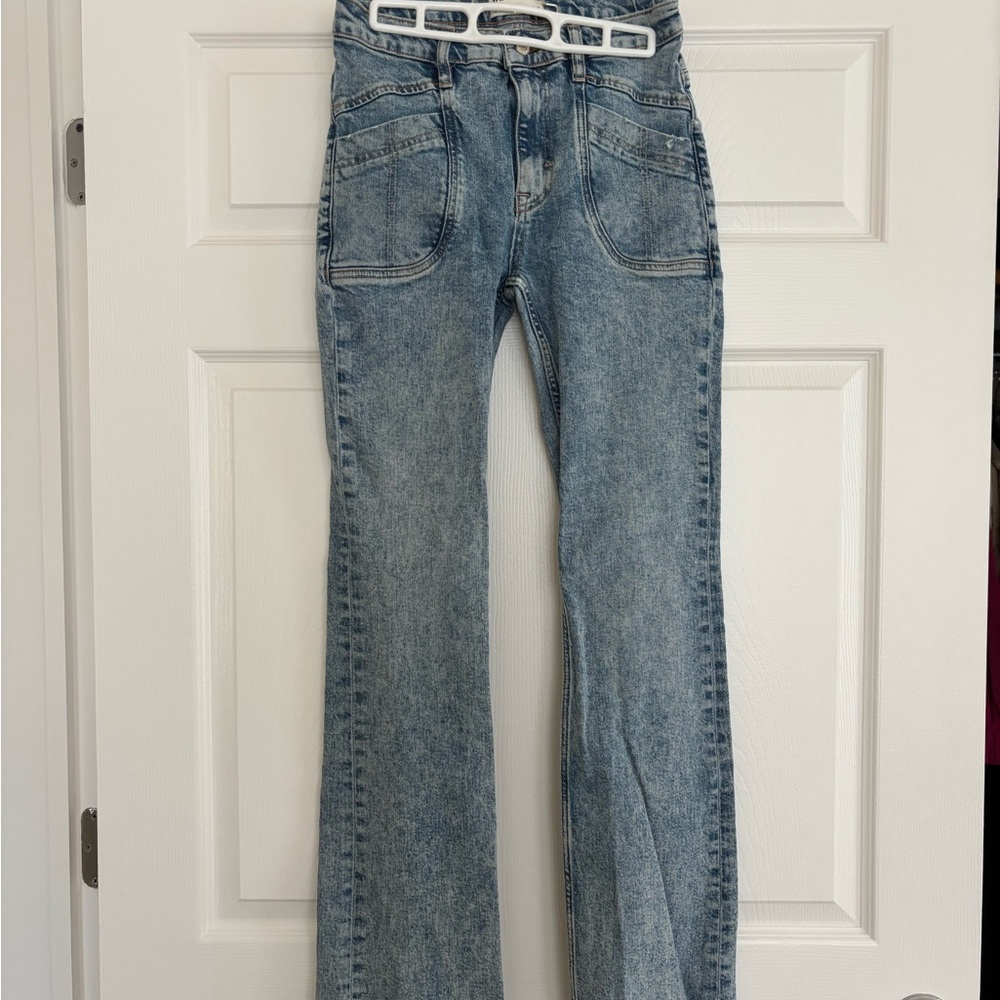 Free People Blue Flare Wide Leg Jeans